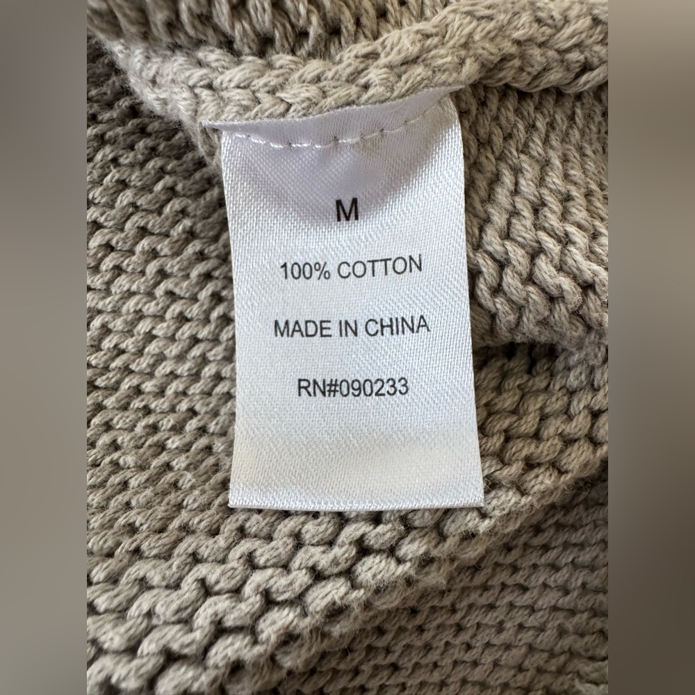 Pacsun beige distressed cotton knit long sleeve crewneck pullover sweater men‎ M - Picture 5 of 5